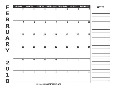 Free Calendars to Print - February 2018