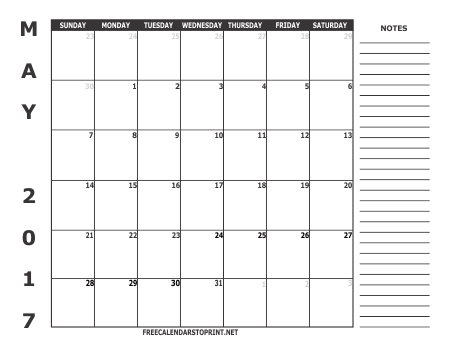 Free Calendars to Print - May 2017