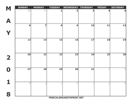 May 2018 Monthly Calendar